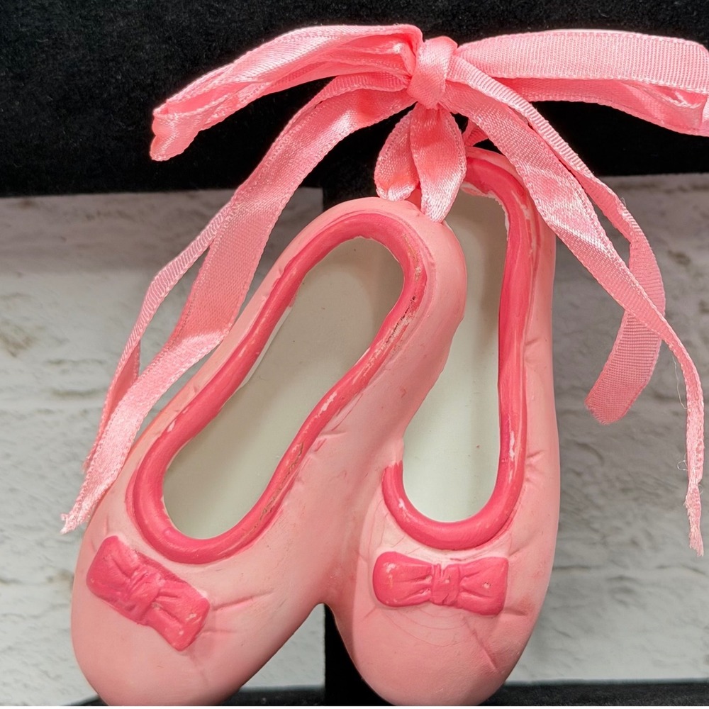 Pink Ballet Slipper Ornament Pointe Shoes with Ribbon Bow Ballerina Decor